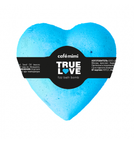 CAFE MIMI vonios burbulas mėlynas šnypščiantis širdutė Tikra meilė, 115 g