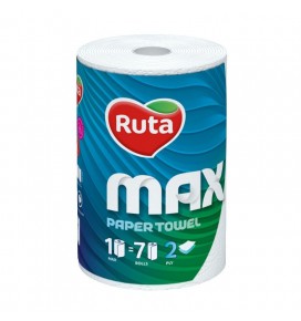 RUTA popieriniai rankšluoščiai baltos spalvos MAX 2 sluoksnių, 1 rulonas