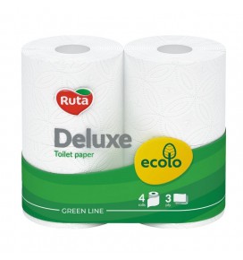 RUTA tualetinis popierius baltas Deluxe 3 sluoksnių, 4 vnt
