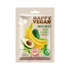 Happy Vegan lakštinė kaukė veidui,maitinanti, Bananas&Avocado 25 ml