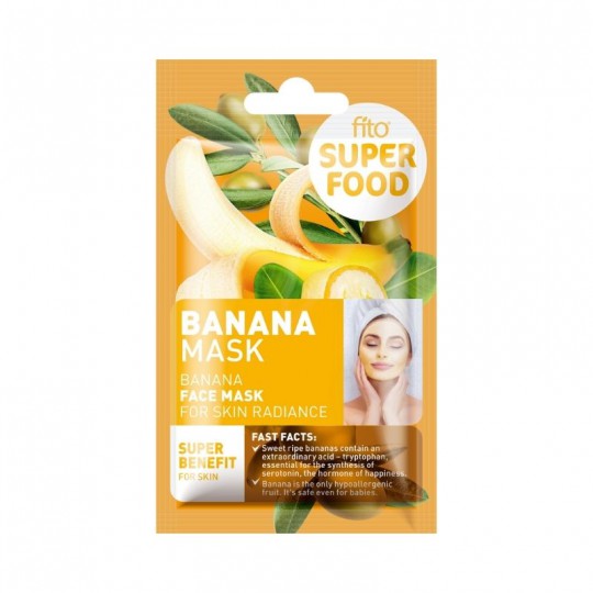FITO SUPERFOOD kaukė veidui, švytinti oda, Bananai, 10 ml