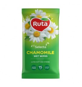 RUTA drėgnos servetėlės Selecta Chamomile, 15 vnt.