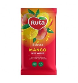 RUTA drėgnos servetėlės Selecta Mango, 15 vnt.