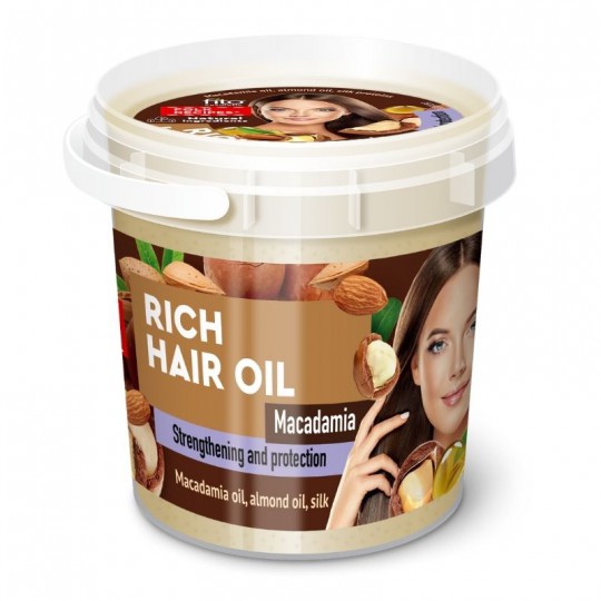 NARODNIJE RECEPTY ORGANIC aliejus plaukams su makadamijų aliejumi, 155 ml