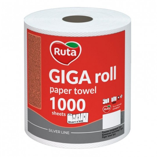 RUTA popieriniai rankšluosčiai GIGA roll 2sl baltos 1.000l