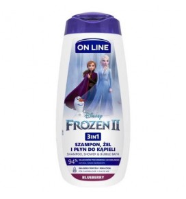 ON LINE šampūnas ir dušo želė vaikams 3in1 plaukų, kūno, veido Frozen, 400 ml