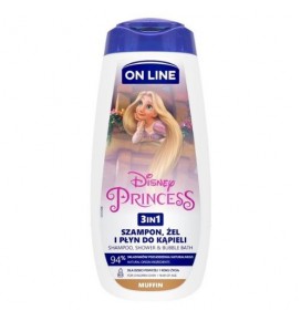 ON LINE šampūnas ir dušo želė vaikams 3in1 plaukų, kūno, veido Princess, 400 ml