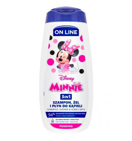 ON LINE šampūnas ir dušo želė vaikams 3in1 plaukų, kūno, veido Minnie, 400 ml