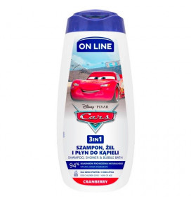 ON LINE šampūnas ir dušo želė vaikams 3in1 Cars, 400 ml