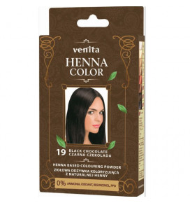 VENITA HENNA COLOR plaukų dažomasis žolelių balzamas su chna 19 BLAC CHOCOLATE, 25 g