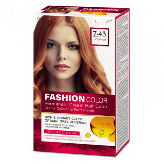 RUBELLA plaukų dažai Copper 7.43 Fashion Color, 2x50 ml + 15 ml