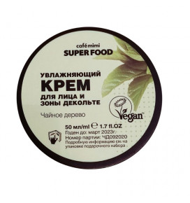 SUPER FOOD drėkinamasis kremas veidui ir dekoltė sričiai Arbatmedis, 50 ml
