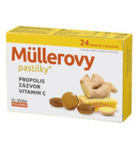 DR. MULLER pastilės gerklei su propoliu, imbieru, vitaminu C, N24