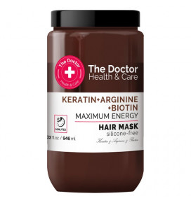 The Doctor plaukų kaukė Keratinas + Argininas + Biotinas, Maksimali Energija, 946 ml