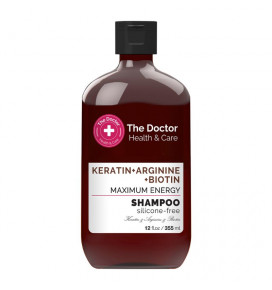 The Doctor plaukų šampūnas Keratinas + Argininas + Biotinas, Maksimali Energija, 355 ml