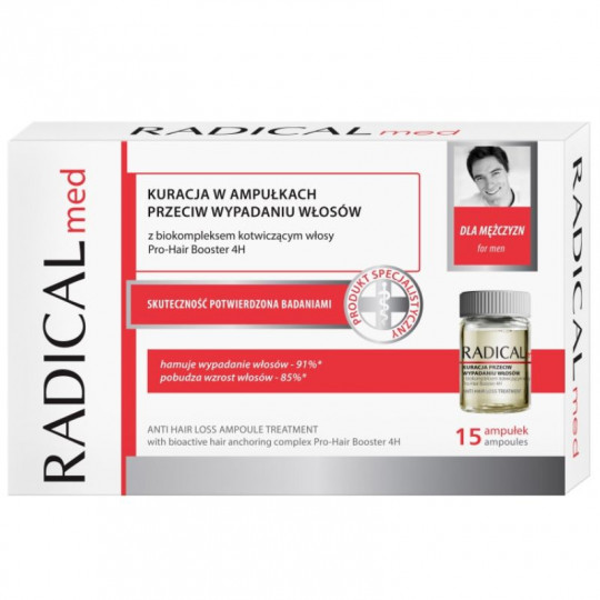 Radical Med Treatment ampulėse nuo plaukų slinkimo vyrams, 15x5 ml
