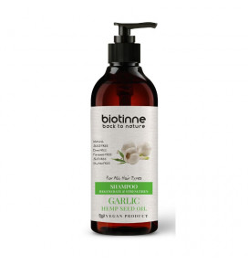 BIOTINNE šampūnas visų tipų plaukams Garlic & Hemp Seed Oi, 400 ml