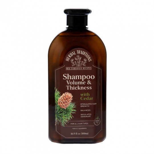 Herbal Traditions plaukų šampūnas su kedru, suteikiantis apimties ir tvirtumo plaukams, 500 ml