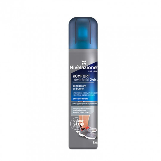 Nivelazione vyriškas avalynės ir pėdų dezodorantas Komfortas ir Šviežumas 24h, 180 ml Farmona