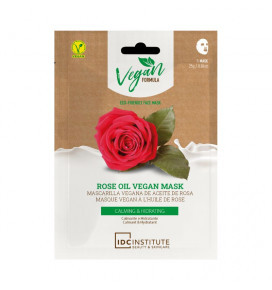Vegan IDC Institute raminanti ir drėkinanti lakštinė veido kaukė su rožiu aliejumi Rose Oil, 25 g