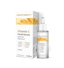 Perfect Beauty serumas veidui su vitaminu C šviesinantis, raminantis su keramidais, pantenoliu ir betainu, 30 ml