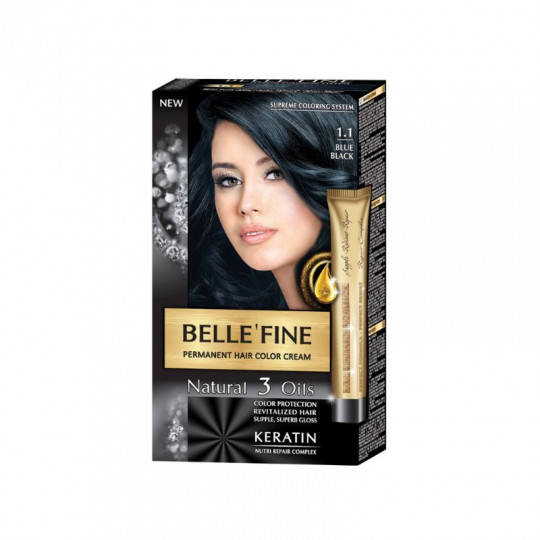 Belle'Fine plaukų dažai, No.1.1, Blue Black, 25 ml, 30 ml, 50 ml