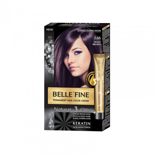 Belle'Fine plaukų dažai, No.3.66, Violet Brown, 25 ml, 30 ml, 50 ml