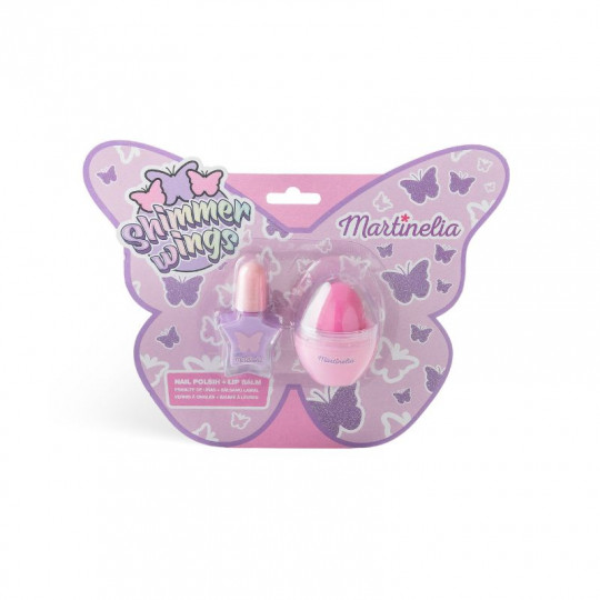 Martinelia Shimmer Wings kosmetikos rinkinys Nail & Lips Duo, nagų lakas 4 ml, lūpų balzamas 6 g