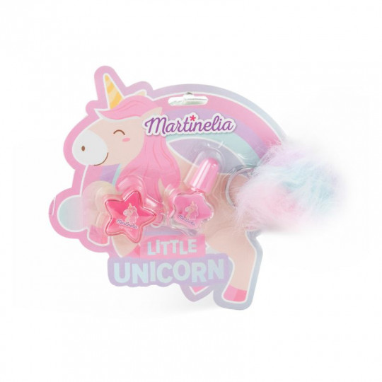 Martinelia Little Unicorn kosmetikos rinkinys, nagų lakas, lūpų balzamas, pakabukas raktams