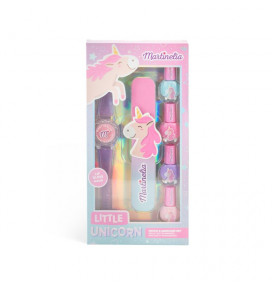 Martinelia Little Unicorn kosmetikos rinkinys Watch & Manicure Set, 4 nagų lakai, 1 nagų dildė, 1 lūpų blizgis, 1 laikrodis-lūpų blizgis