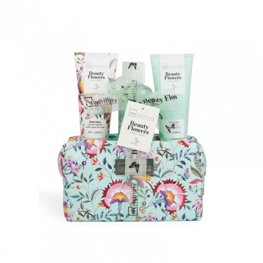 IDC Institute vonios rinkinys, 100 ml dušo želė, 70 ml kūno losjonas, 70 ml šampūno, kosmetinė, įvairių spalvų