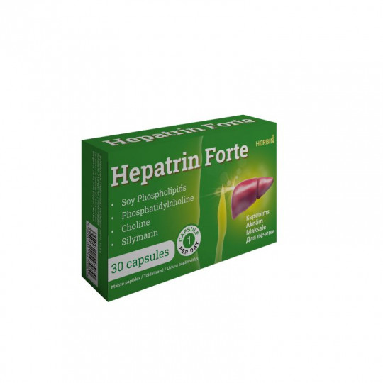 Hepatrin Forte, 30 kaps. fosfolipidai, cholinas, margainis (1 dienoje)