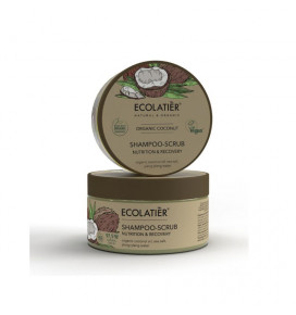 ECOLATIER GREEN šampūnas-šveitiklis maitinamasis ir atstatomasis Kokosas, 300 g