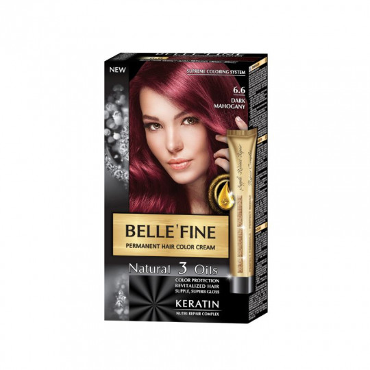 BELLE FINE plaukų dažai 6.6 Tamsaus raudonmedžio, 125 ml