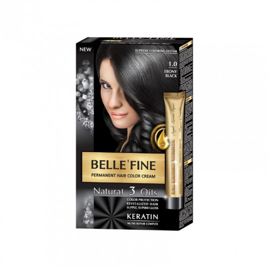 BELLE FINE plaukų dažai 1.0 Tamsiai juoda, 125 ml