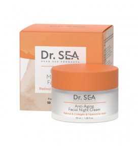 Dr. Sea kremas veidui Anti Aging naktinis Retinolis, kolagenas ir hialurono rūgštis, 50 ml