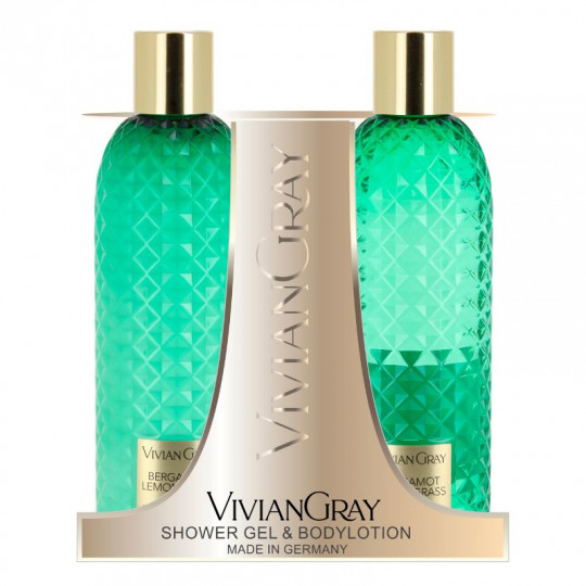 VIVIAN GRAY rinkinys dušo želė ir kūno losjonas Bergamot&Lemongrass, 2 x 300 ml