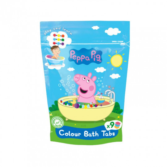 PEPPA PIG spalvotos vonios tabletės vaisų ir uogų aromato, 9 vnt x 16 g