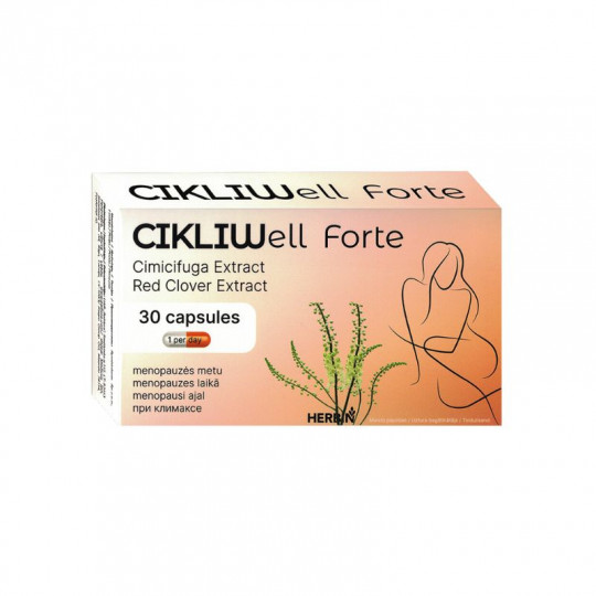 CIKLIWell Forte 30caps (Cimifuga ekstr+Dobilų ekstr) Menopauzė (1 kaps. dienoje)