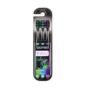 BIOMED BLACK toothbrush set (charcoal bristles) MEDIUM, 3 pcs.