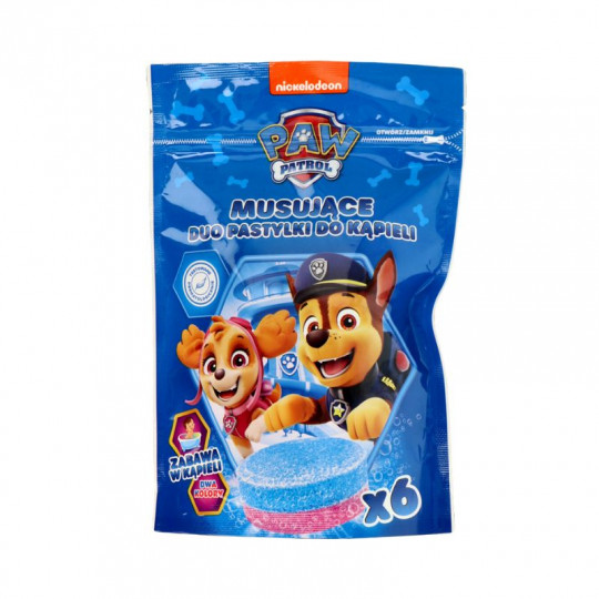 PAW PATROL spalvotos vonios tabletės vaisių aromato, 6 vnt x 20 g