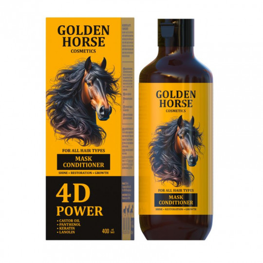 GOLDEN HORSE kaukė- kondicionierius visų tipų plaukams 4D Power, 400 ml