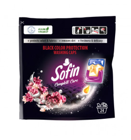 SOFIN skalbimo kapsulės spalvotiems ir juodiems skalbiniamsComplete Care& Black Color Protection, 24vnt