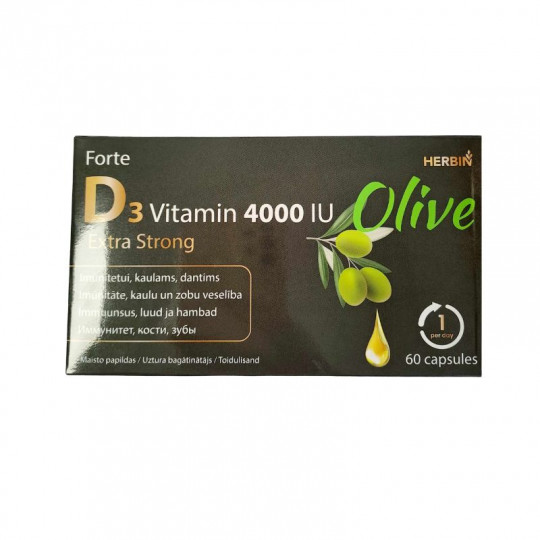 D3 vitaminas 4000TV OLIVE Forte Extra Strong 60kap. HERBIN