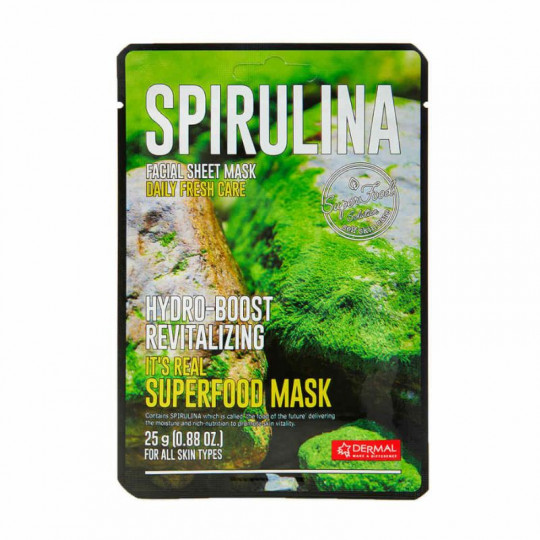 DERMAL Superfood lakštinė veido kaukė su spirulina, 25 g