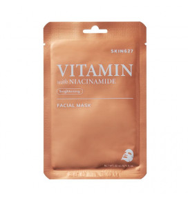 SKIN627 lakštinė veido kaukė skaistinamoji su vitaminais ir niacinamidu, 22 ml