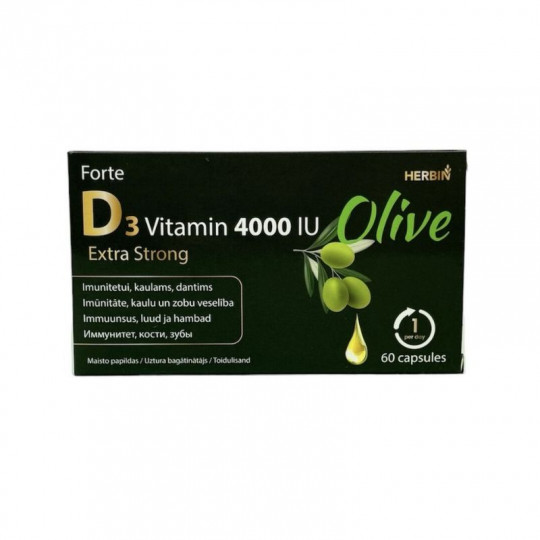 D3 vitaminas 4000TV OLIVE Forte Extra Strong 60kap. HERBIN