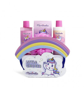 MARTINELIA vonios rinkinys Little Unicorn Cloud, 4 pozicijos: dušo gelis 200ml, kūno losjonas 200ml, Vonios druska 100g, Kempinė