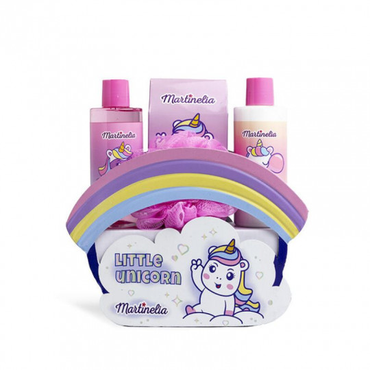 MARTINELIA vonios rinkinys Little Unicorn Cloud, 4 pozicijos: dušo gelis 200ml, kūno losjonas 200ml, Vonios druska 100g, Kempinė