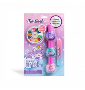 MARTINELIA nagų dailės rinkinys Little Unicorn 3 pozicijos: 3 nagų lakai x 4 ml, Nagų dekoravimo ratas, Nagų dildė